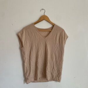 Women's Tan V-Neck Top